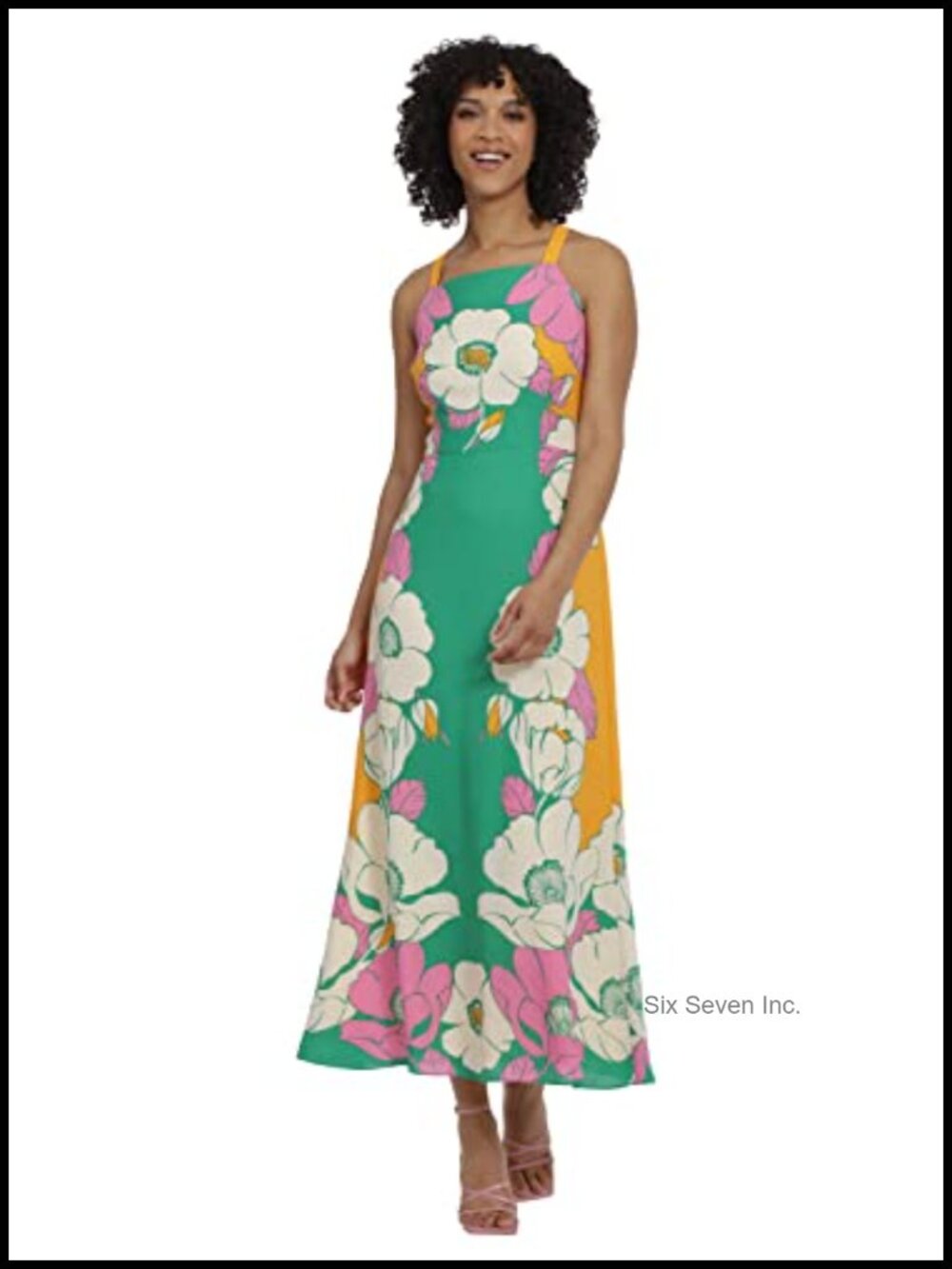 Maggy London Sleeveless Printed Georgette Maxi Dress with Zipper